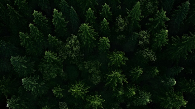 Veduta aerea della foresta di conifere Vista dall'alto della foresta di conifere