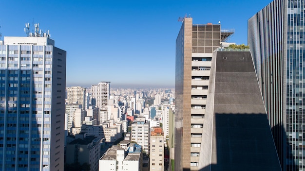 Veduta aerea di Av Paulista a Sao Paulo SP Main avenue della capitale domenica giorno senza auto con persone che camminano per strada