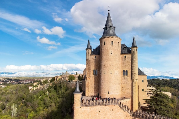 Veduta aerea di Segovia Alcazar famoso punto di riferimento a Segovia Spagna Fotografia di alta qualità