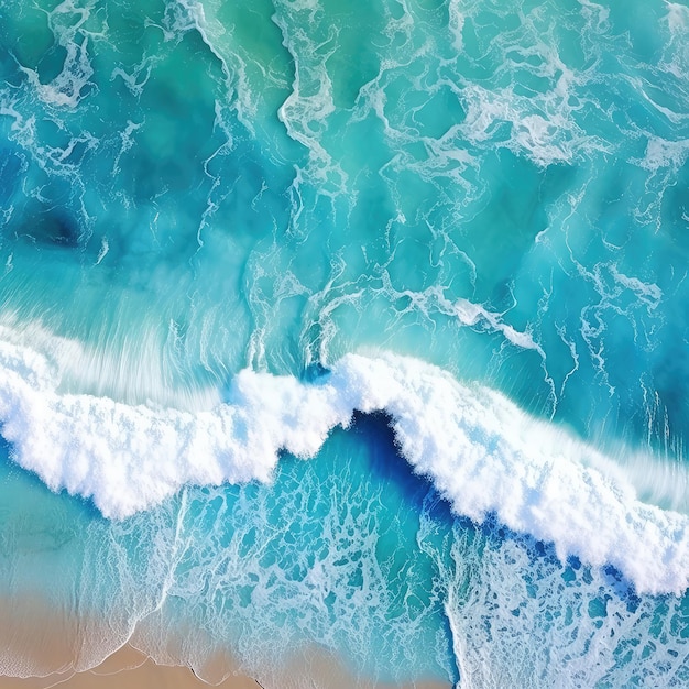 Veduta aerea di una bellissima spiaggia con onde del mare turchese