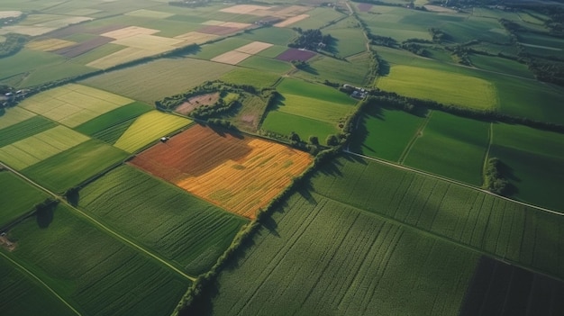 Veduta dall'alto di terreni agricoli