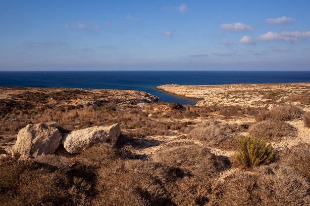 Veduta della costa di Lampedusa