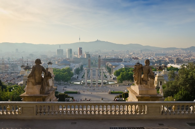 Veduta di Plaza de Espana a Barcellona