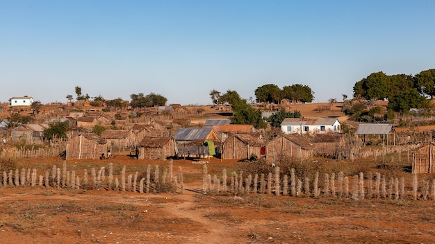 Veduta di un villaggio del Madagascar vicino alla città di Ifaty. Madagascar.