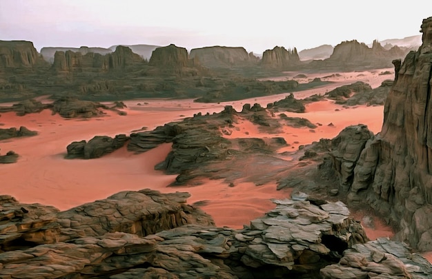 Veduta di una valle di montagna deserta