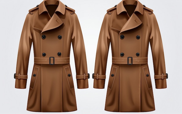 Vedute anteriori e posteriori del trench coat