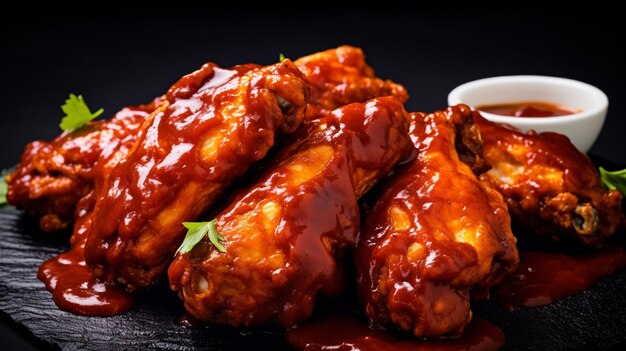 Vegan Buffalo Wings made of Cauliflower Florets with BBQ Sauce AI Generative