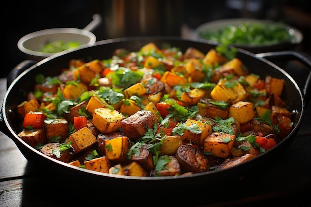 Vegano patate dolci e ceci hash