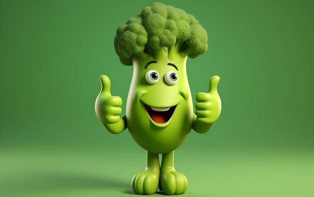 vegetale cartone animato mascotte divertente dando pollice in alto concetto mangiare cibo sano per bambini