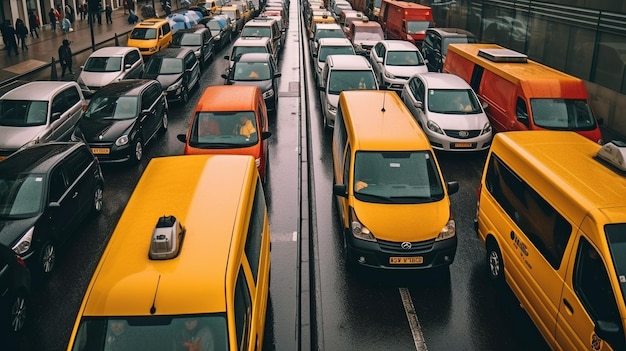 Veicolo di consegna ringhiato nel traffico IA generativa