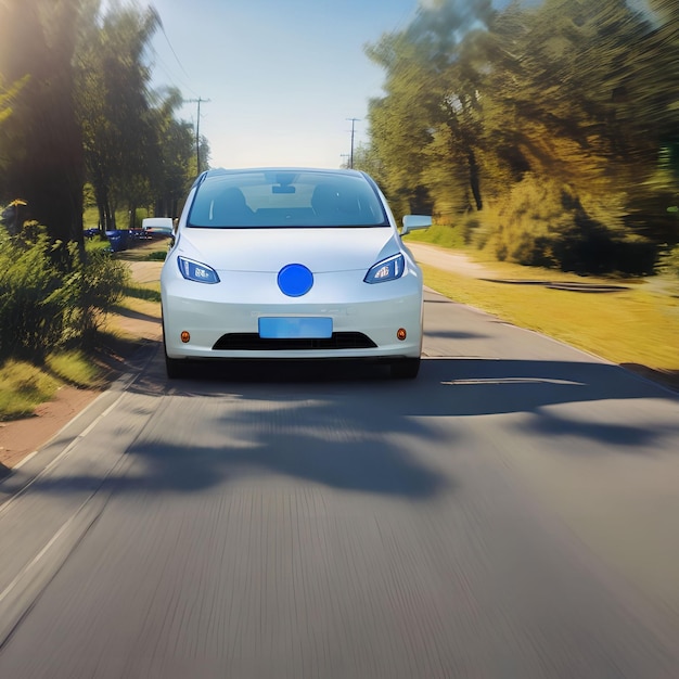 Veicolo elettrico EV car on the road arte generativa di AI