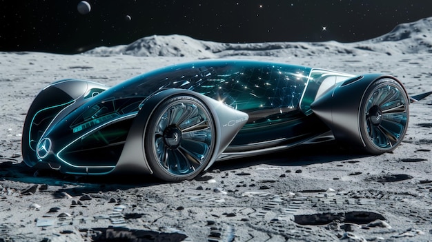 Veicolo futuristico sulla Luna AI generativa