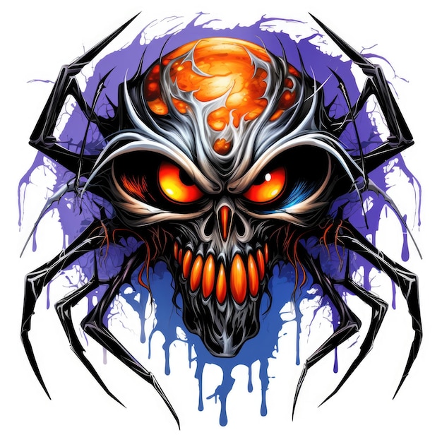 Veleno della rete di ragno Illustrazione di Halloween Disegno da orrore spaventoso Tatuaggio vettoriale adesivo isolato Fantasia