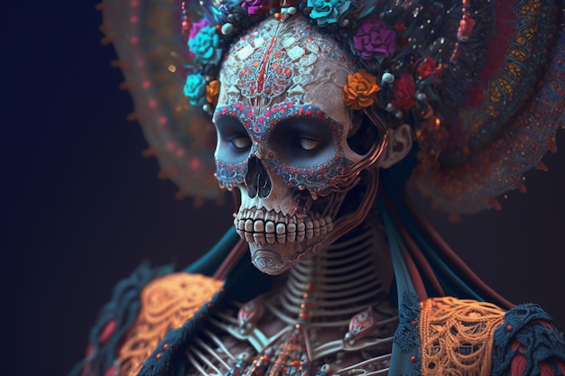 Velo della morte lavorato a maglia per tutto il corpo dia de los muertos.