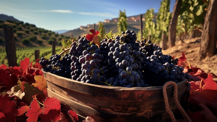 Foto vendemmia raccolta in una giornata di sole