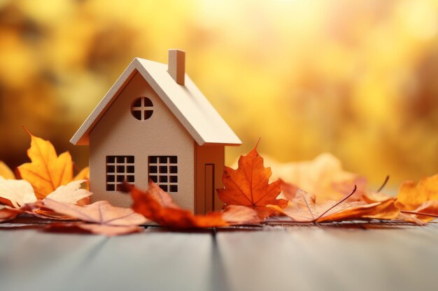 Vendita d'autunno Estravaganza Abbracciare la casa sulle foglie d'autunno con l'acquisto e la vendita di immobili