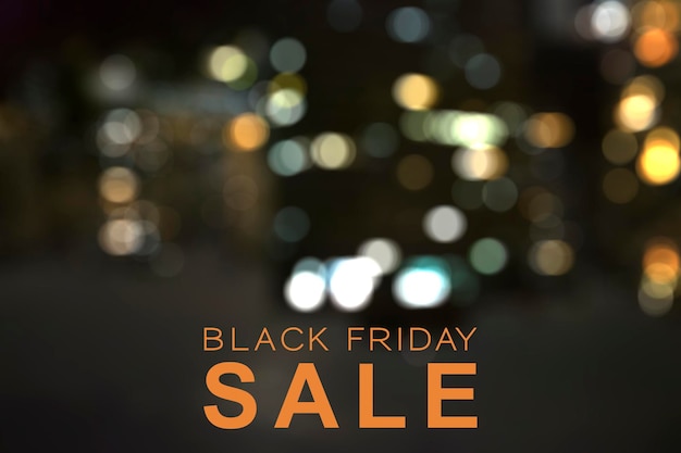 Vendita del Black Friday sbiancata su uno sfondo bokeh