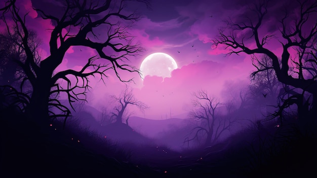Vendita sfondo halloween grande luna viola