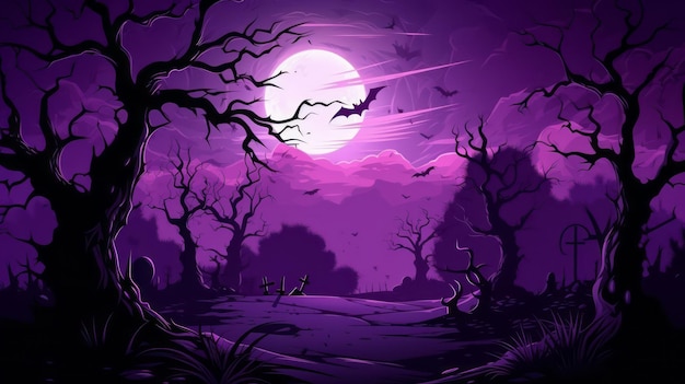 Vendita sfondo halloween grande luna viola