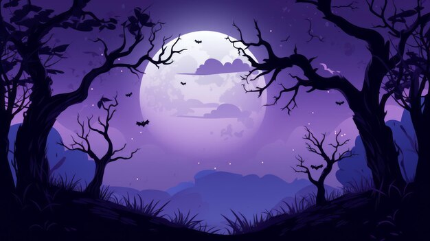 Vendita sfondo halloween grande luna viola