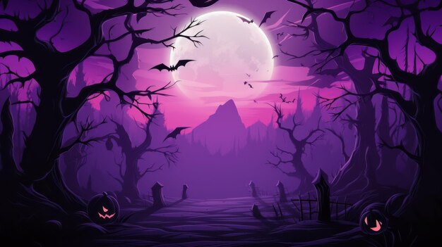 Vendita sfondo halloween grande luna viola