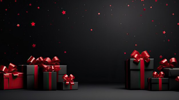 Venerdì nero Sfondo regalo nero e rosso