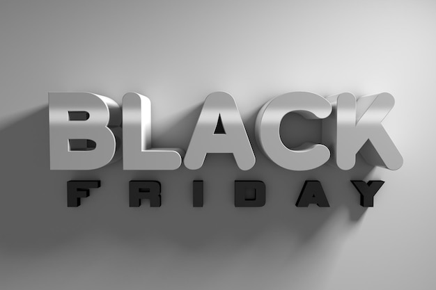 Venerdì nero. Testo 3D BLACK FRIDAY su sfondo chiaro.