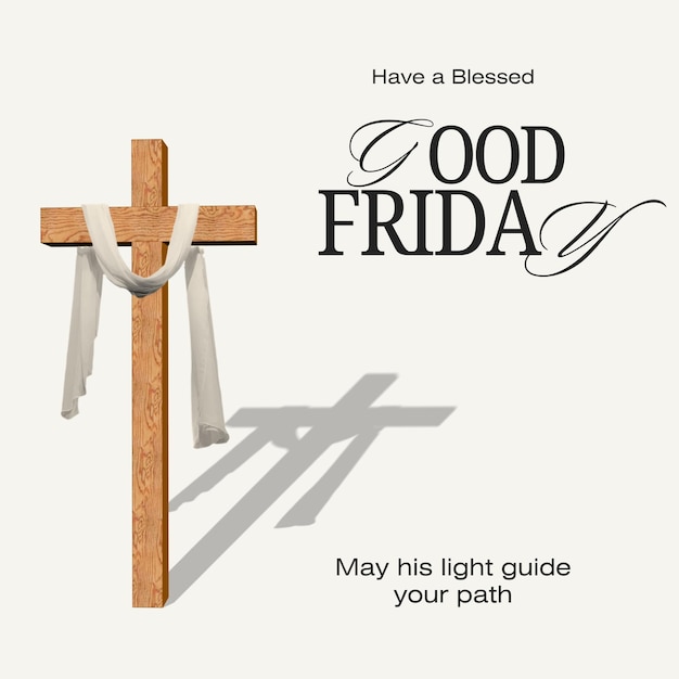 Venerdì Santo Poster Design Light Path Guidance Religione Cristiana Fede Croce Pasqua Santo W