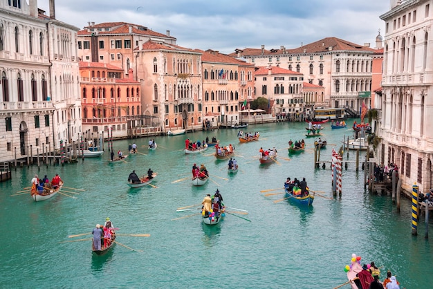 Venezia Italia Canal Grande Apertura del carnevale di Venezia con la parata dell'acqua della barca della gondola