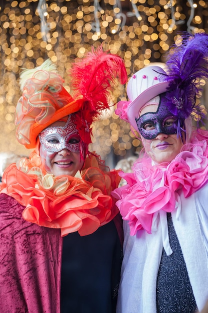 Venezia, Italia. Carnevale di Venezia, tipica tradizione italiana e festa con le maschere in Veneto.