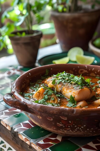 Veracruz Delight Pescado a la Veracruzana in Cazuela di ceramica popolare