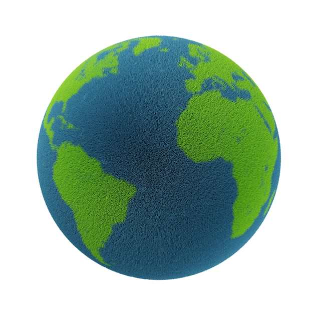 verde e blu erba eco mondo Global Planet Earth sfondo isolato. illustrazione 3d