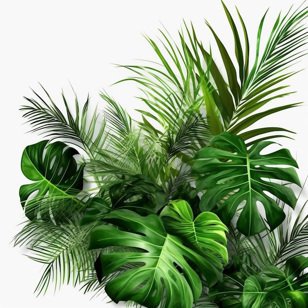 Verde foglie di palma fogliame sfondo trasparente 3d ren