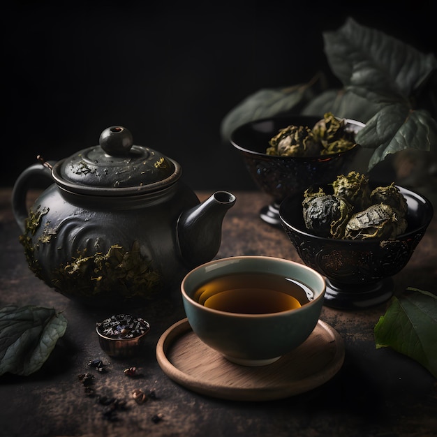 verde, maniglia, bollitore, foto, oolong, tè verde, ciotola, fotografia, drink photography