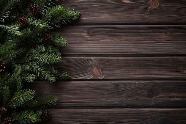 Verde stagione natalizia per le vacanze con sfondo texture legno nero