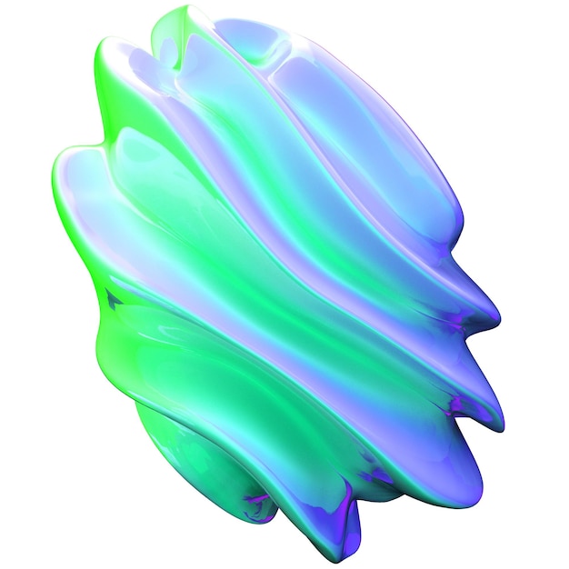 verde viola blu arte astratta in 3D Immagini di forme olografiche Forme astratte con gradiente 3D