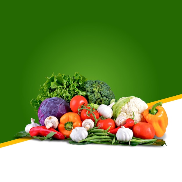 Verdi minimalisti freschi, sani, verdure biologiche, prodotti alimentari