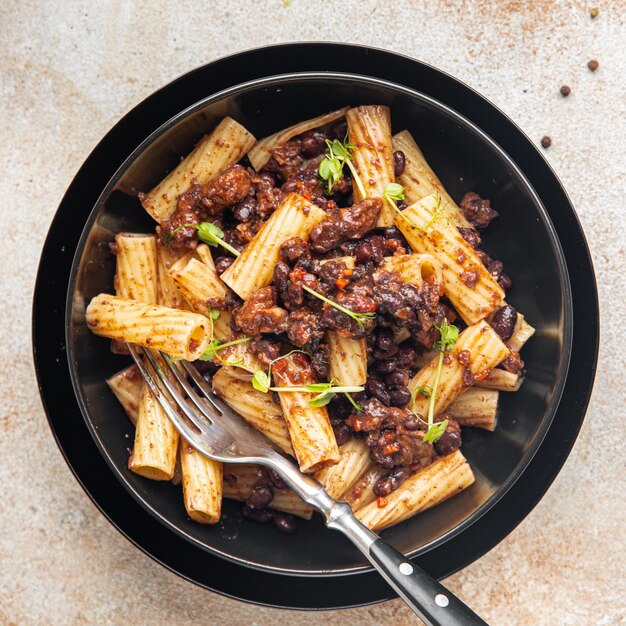 Verdure di pasta Fagioli rossi salsa di fagioli pasto sano spuntino alimentare sul tavolo copia spazio cibo