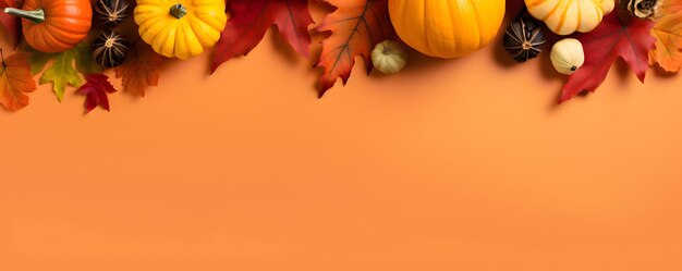 Verdure e foglie d'autunno composizione in colori arancione bandiera tema di design alimentare artistico