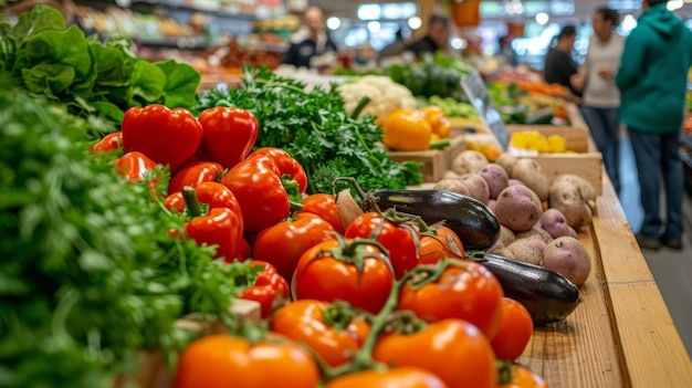 Verdure e frutta fresche e biologiche in un mercato agricolo locale