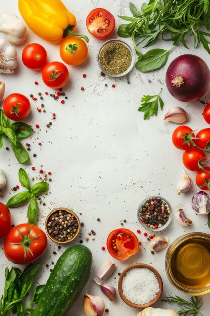 verdure e frutta su uno sfondo bianco IA generativa