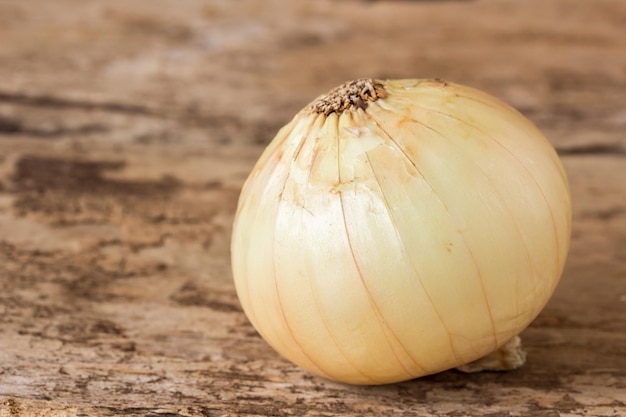 Verdure fresche di cipolle sulla tavola di legno