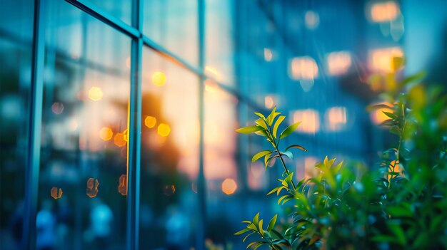 Verdure lussureggiante e luce solare Un paesaggio naturale tranquillo con foglie brillanti e morbido bokeh che invita al rilassamento e alla riflessione