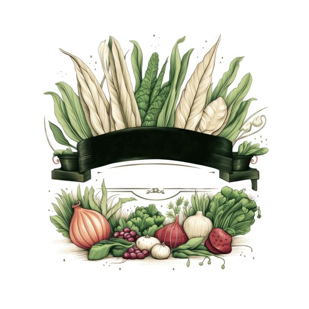 Verdure su sfondo bianco Logo Spazio libero per il nome