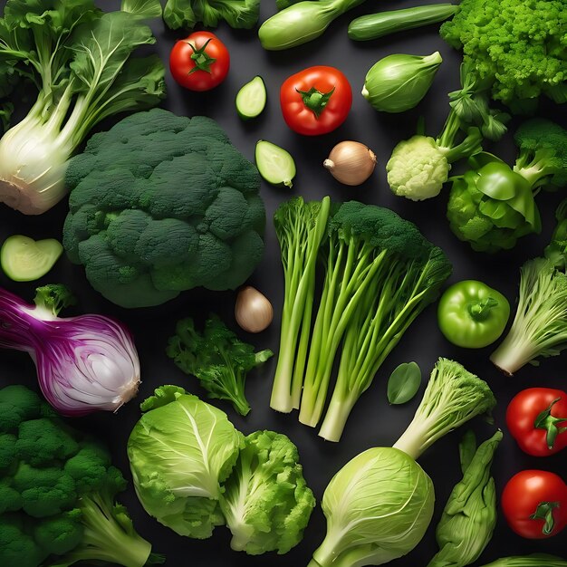 Verdure verdi piatte per una dieta sana