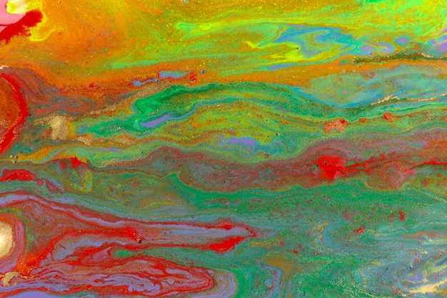 Vernice acrilica liquida arcobaleno con texture di polvere d'oro stock illustrazione