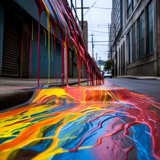 vernici colorate versate per le strade