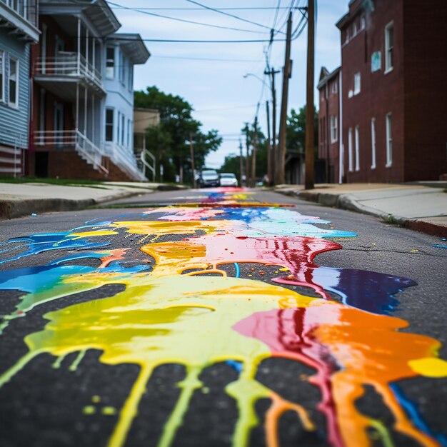 vernici colorate versate per le strade