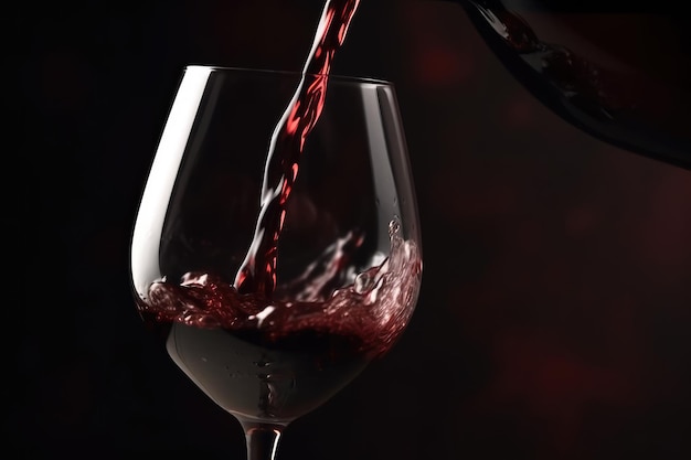 Versare il vino rosso in un bicchiere di vino AI