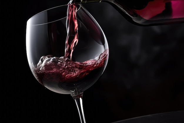 Versare il vino rosso in un bicchiere di vino Generato dall'intelligenza artificiale